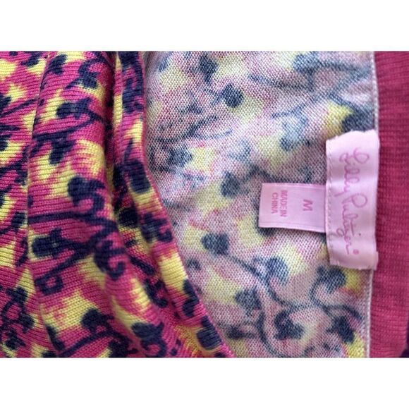 Lilly Pulitzer Women's Pink & Yellow Floral 100% Merino Wool Sweater Size Medium - Picture 5 of 6